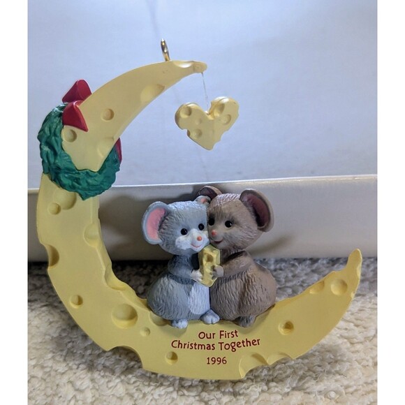 1996 Hallmark Our First Christmas Together Ornament Mice on Moon NIB - Picture 5 of 5